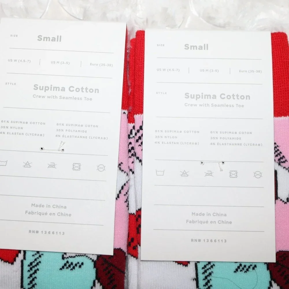 MeUndies Supima Cotton unisex hearts crew socks size small
